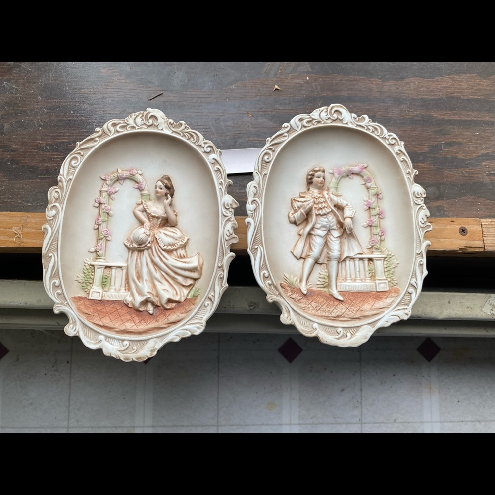 Vintage French Colonial Japanese Lefton China Wall Plates